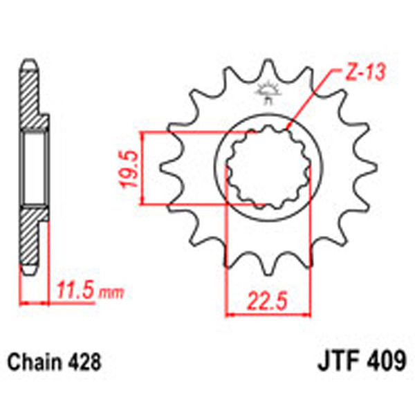 JT JT Gear Box Sprockets G/B 409-16T SUZ (4101)